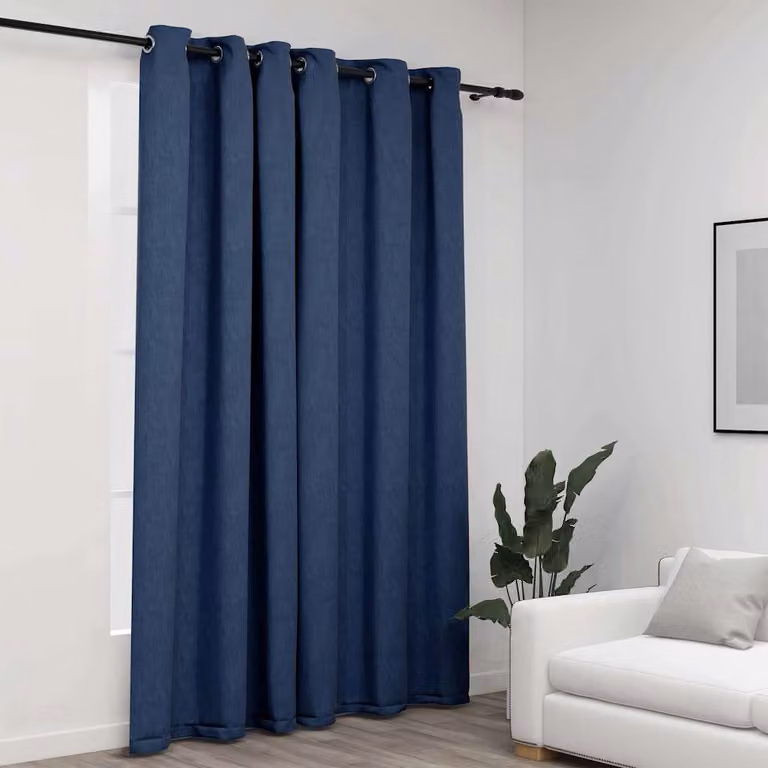 Tenda Oscurante con Effetto Lino vidaXL, Colore Blu, L: 290 cm, H: 245 cm