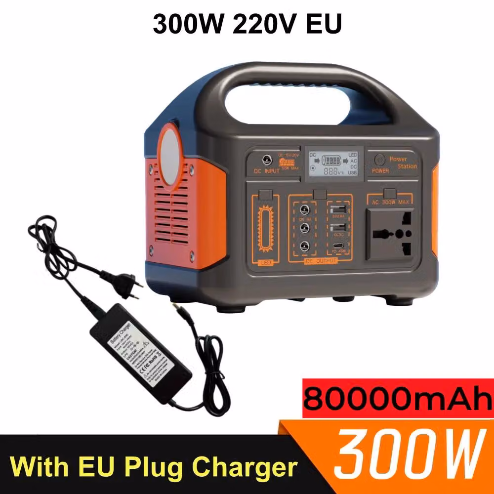 Centralina portatile – Generatore solare – 460 Wh – Batteria LiFePO4 – 220 V – 300 W – Spina europea – Onda sinusoidale pura