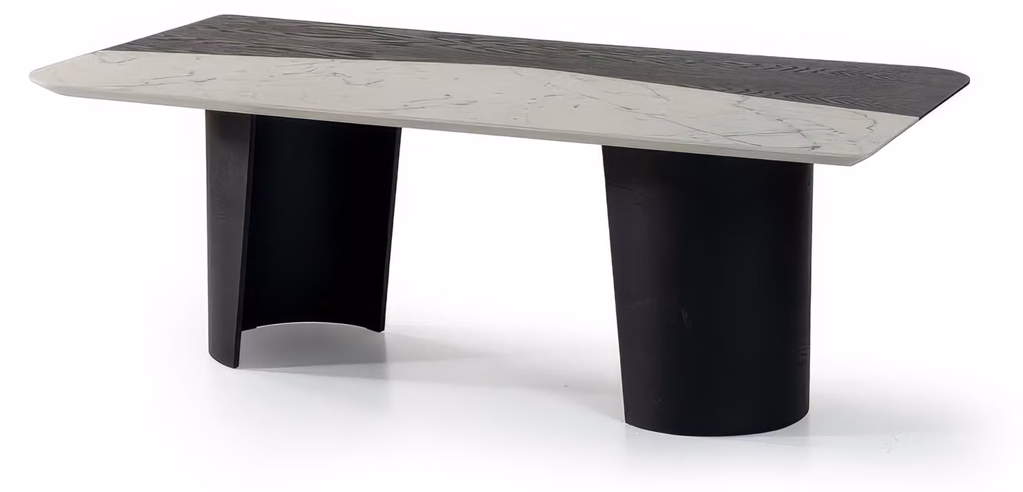 Tavolo da pranzo moderno, colorato, con aspetto marmorizzato, in legno, design elegante, lussuoso, per la cucina