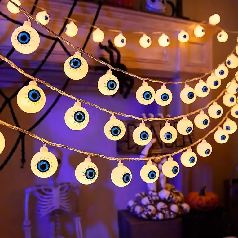 Catena luminosa a tema Halloween, 20 LED, 3 metri, alimentata a batteria, 2 modalità