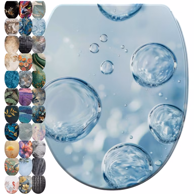 SANILO® Sedile per wc con chiusura morbida e sgancio rapido Bubbles, coperchio per wc direttamente dal produttore, sedile per wc, sedile per wc, copriwater, sedile per wc