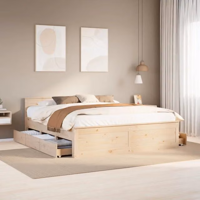 Letto con testiera in legno di pino massello vidaXL L/P/H: 200 x 200 x 206 cm – 1