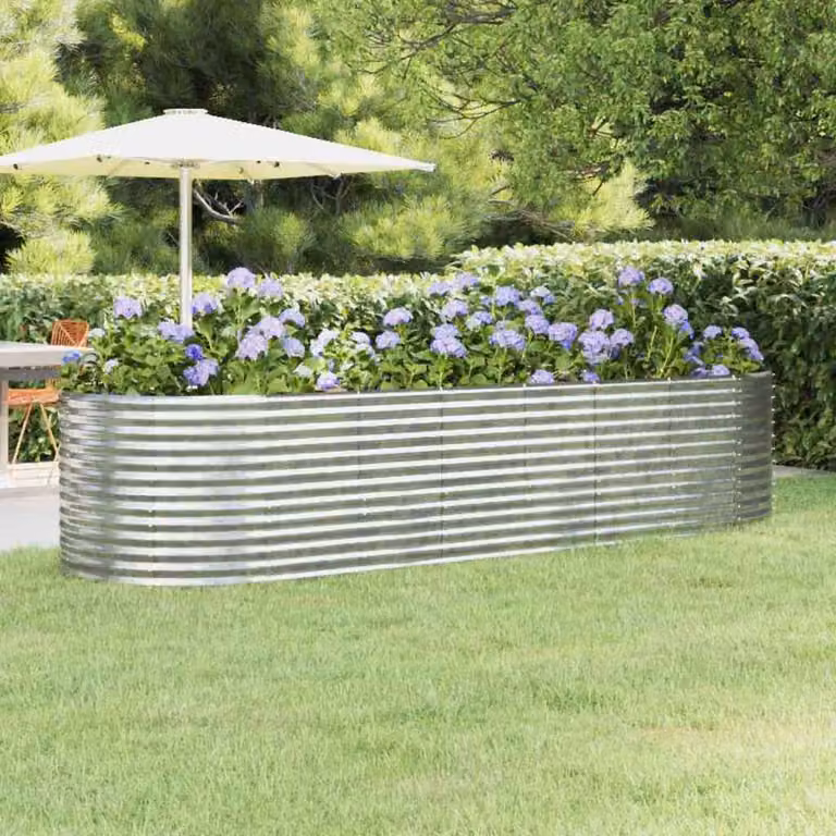 Letto da giardino rialzato vidaXL in acciaio zincato argento L: 322 cm, P: 100 cm, H: 68 cm
