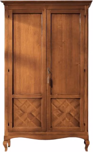 Armadio classico a 2 ante intarsiate in legno di faggio marrone Mobili 2G L/P/H: 126 x 62 x 207 cm – 1