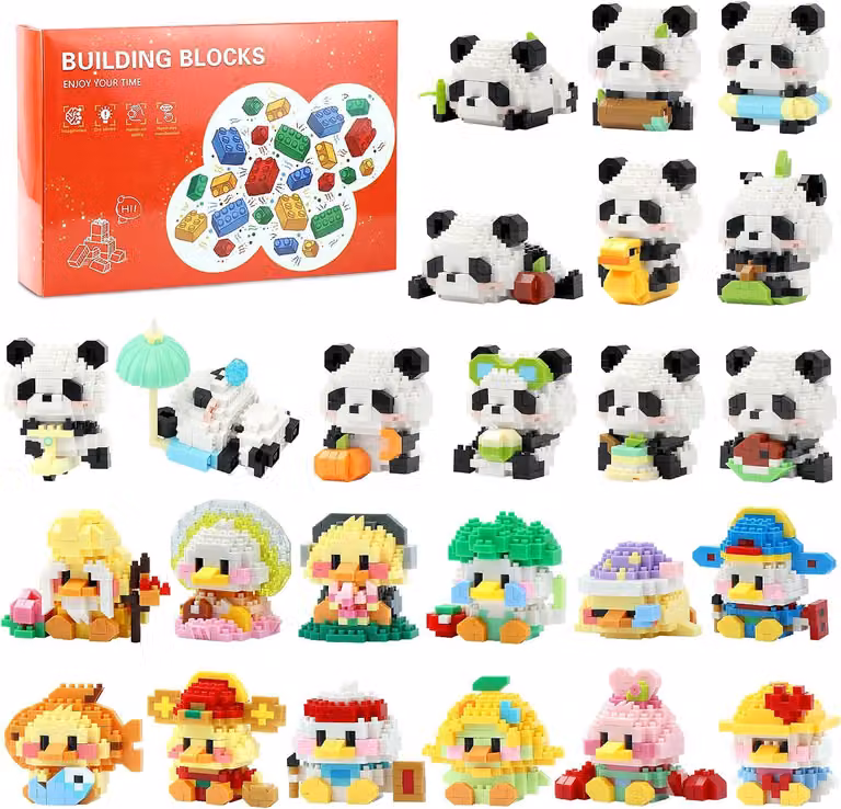 Calendario dell'Avvento 2026: mini mattoncini da costruzione per bambini - Panda