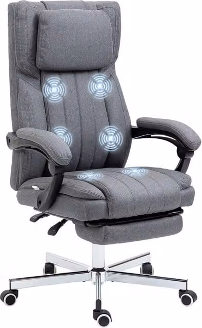 Sedia da Ufficio Girevole con Massaggio Vibratorio e Schienale Reclinabile ¨C Xylo ¨C Grigio 65x61x108-118 cm
