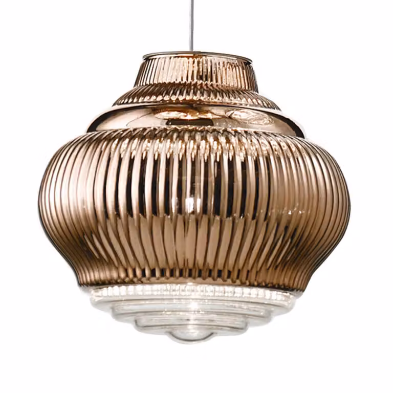 AILATI Lampada a sospensione in vetro Bonnie, dimmerabile, Bronzo / Ottone antico, Soggiorno / Sala da pranzo, Vetro, Moderno, Lampada a sospensione