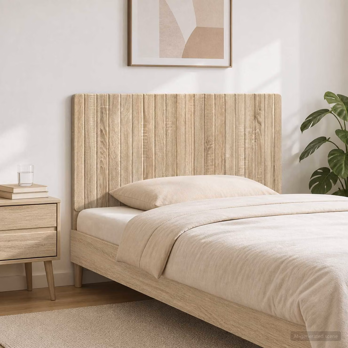 Testiera da muro vidaXL ZWOLLE in legno ingegnerizzato Rovere Sonoma con mensola integrata, L: 120 cm, H: 50 cm, P: 10,6 cm
