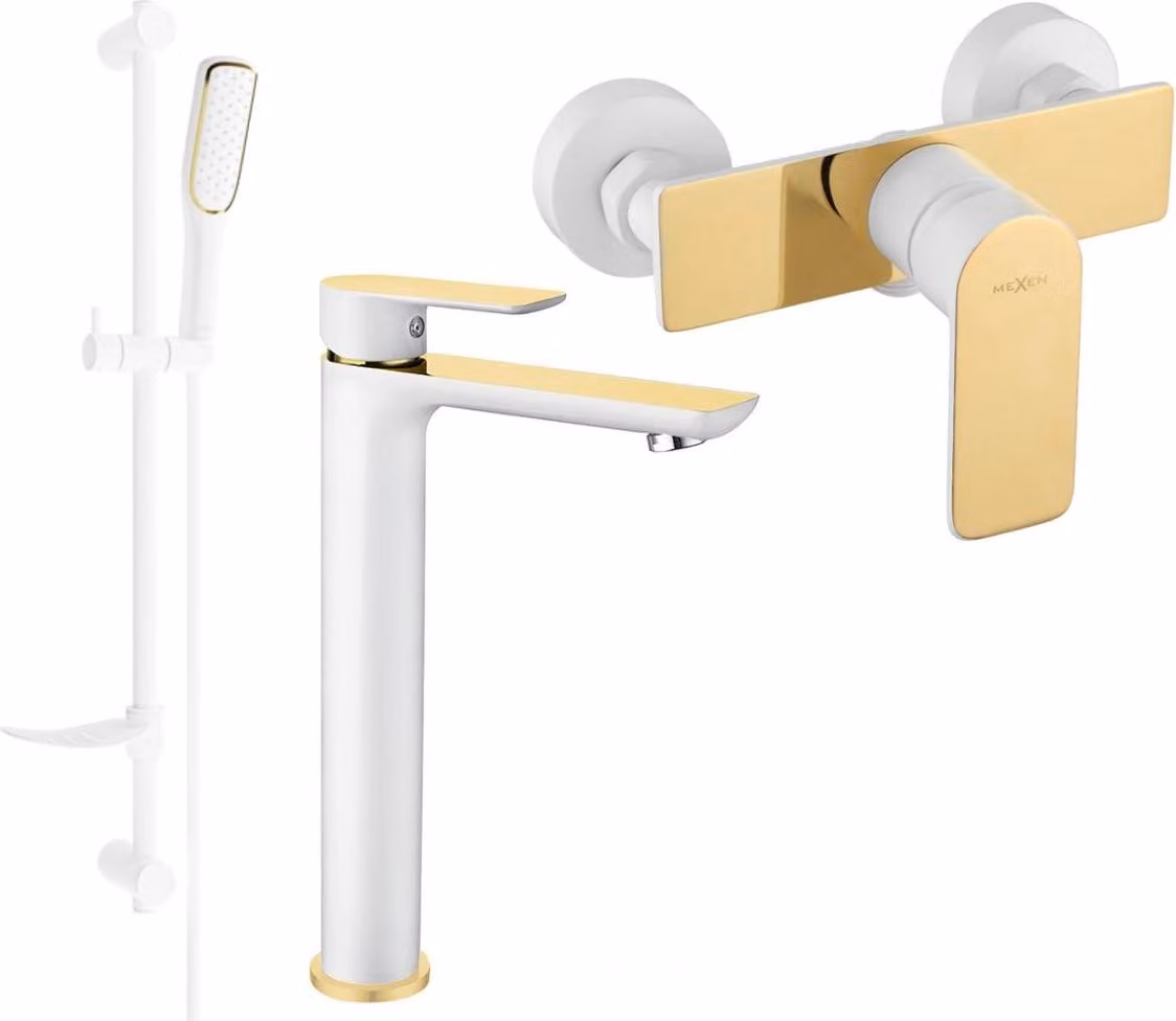 Mexen Alfa DF49 set doccia, bianco/oro - 745714DF49-25