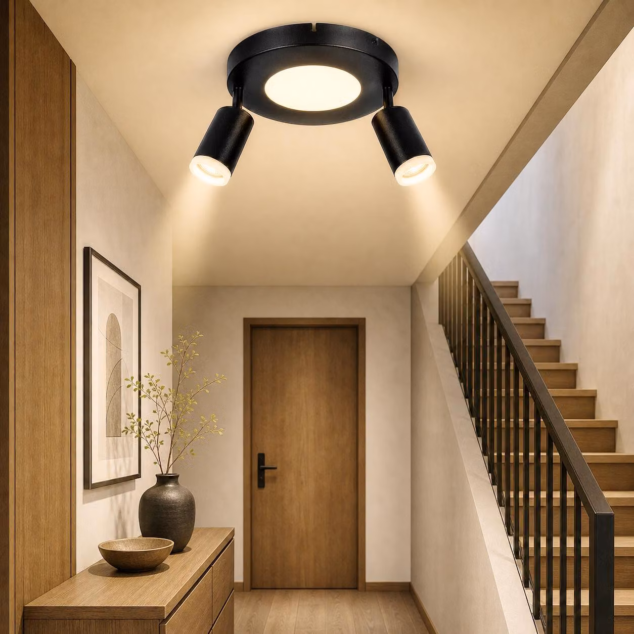 ZMH faretto a soffitto Faretto a soffitto a led GU10 2 fiamme soffitto nero 3000k bianco caldo 20W camera da letto orientabile 350°