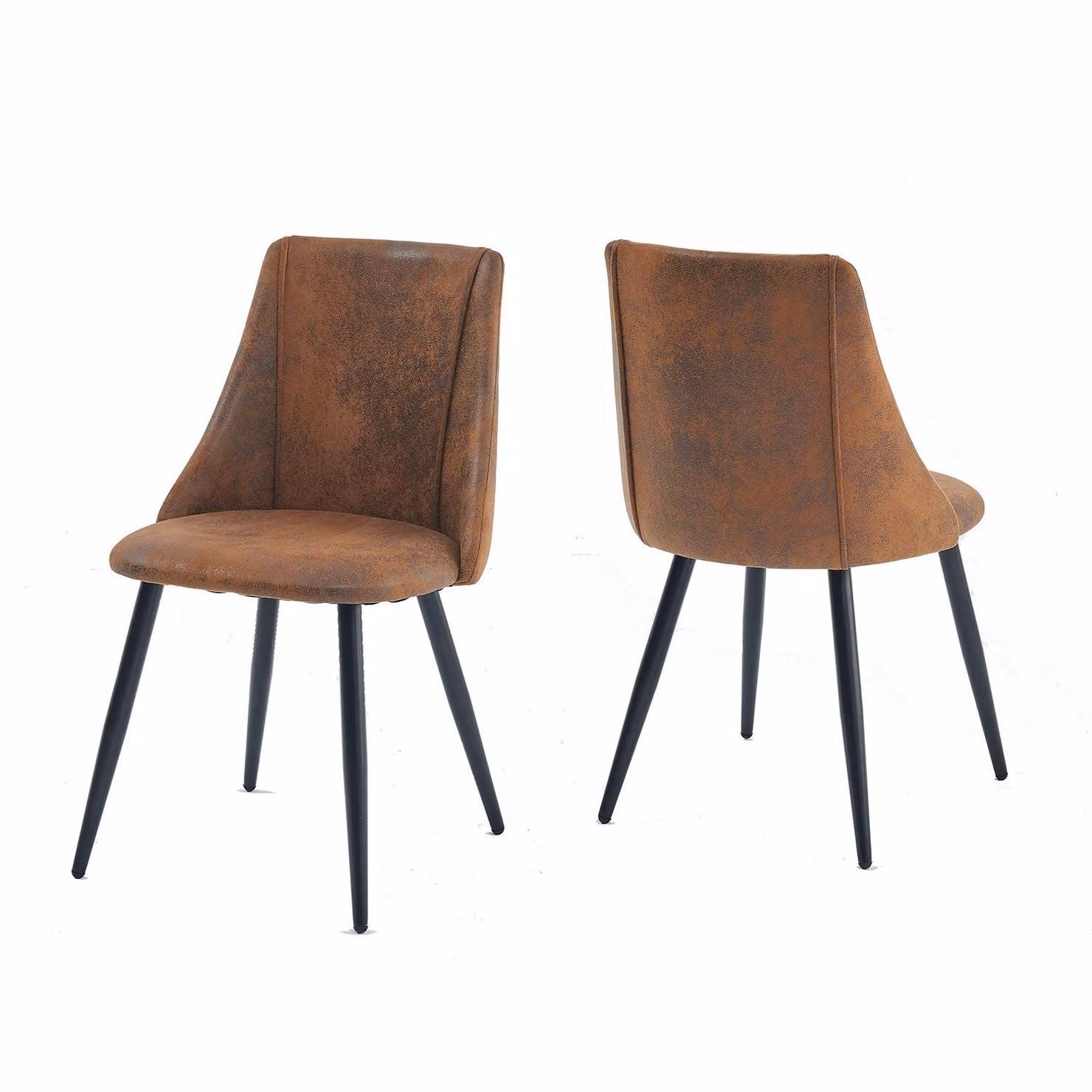 Meubles Cosy, set da 2 sedie da pranzo in stile industriale in pelle scamosciata con gambe in metallo nero – SMEG