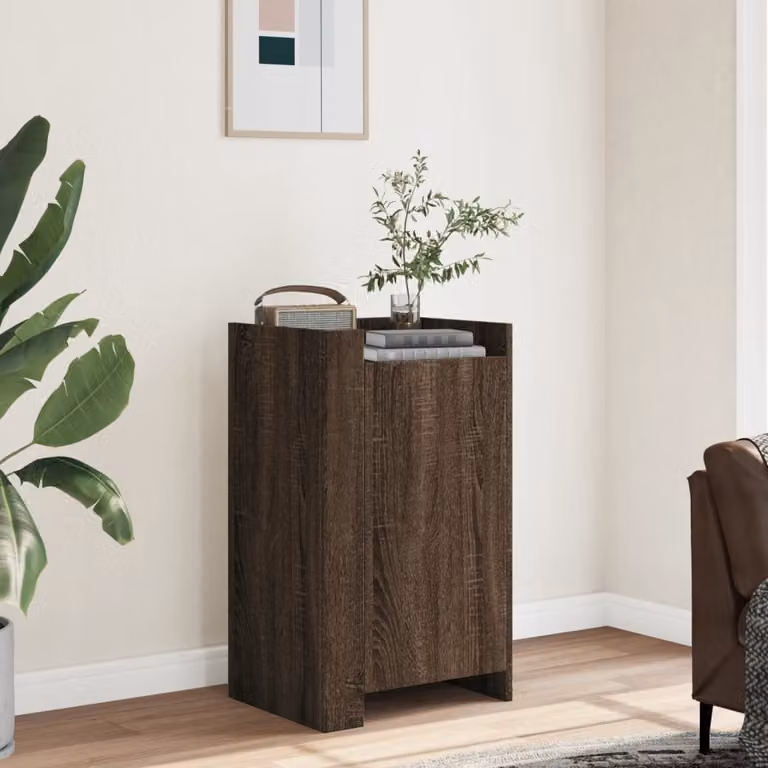 Credenza vidaXL in legno multistrato e MDF color rovere marrone, stile minimalista, L 45 cm x P 35 cm x H 75 cm