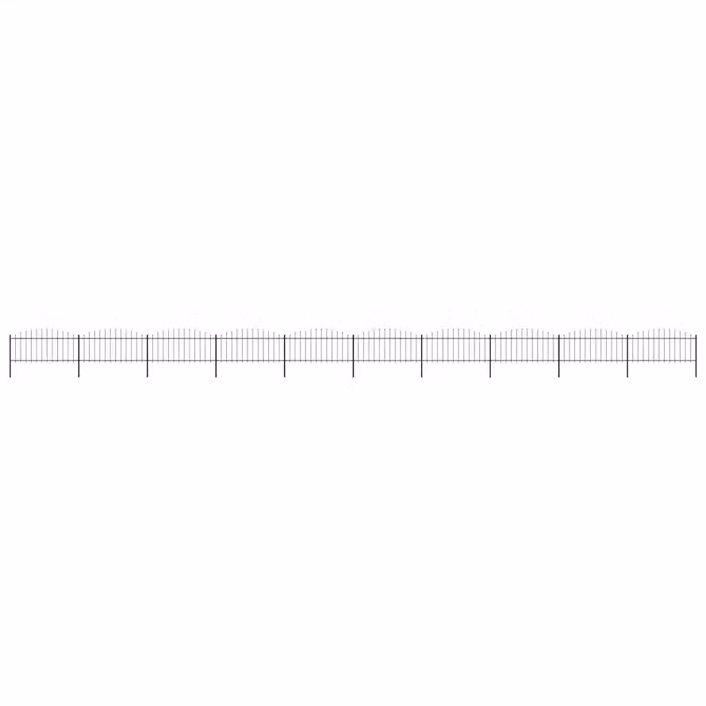 Recinzione da giardino vidaXL con punta a lancia in acciaio nero, L: 1673 cm, H: 75 cm