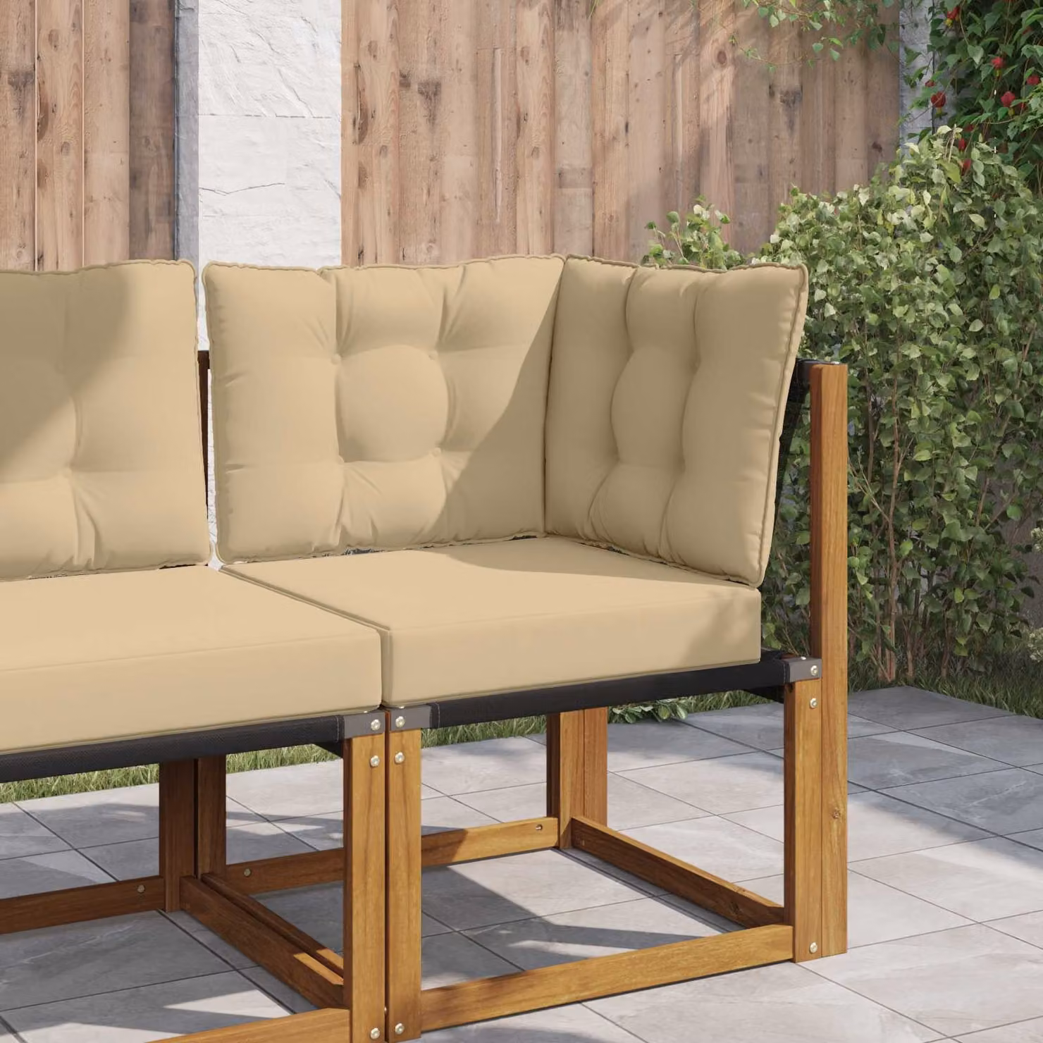 vidaXL Cuscino per divano da esterno quadrato in poliestere beige L/P: 50,5 x 50,5 cm
