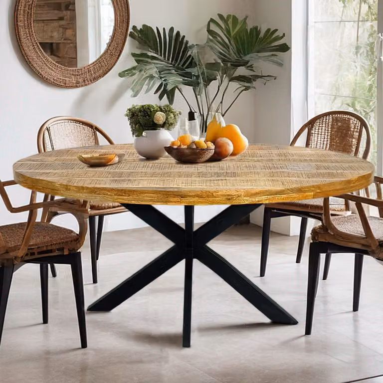 Tavolo da pranzo ovale 190x100cm Tavolo da sala da pranzo Liverpool in legno massiccio di mango stabile