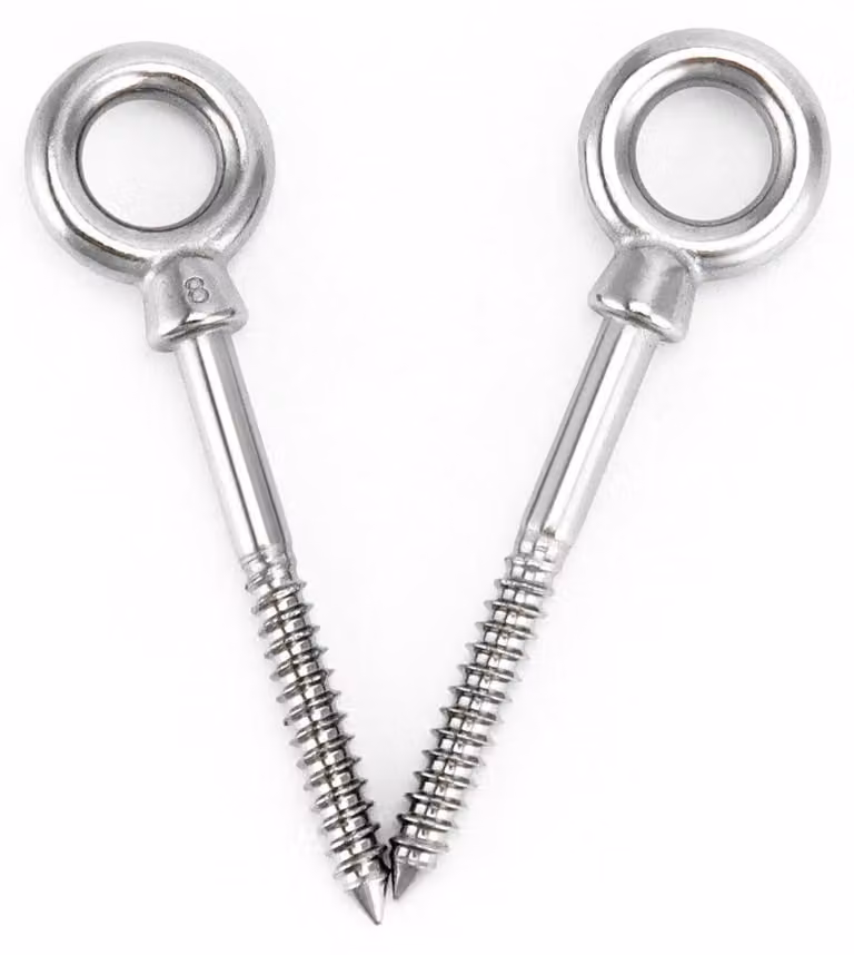 Occhiello in acciaio inossidabile, set di 8 pezzi, M8 x 80 mm, per legno - Elemento di fissaggio - Resistente e antiruggine