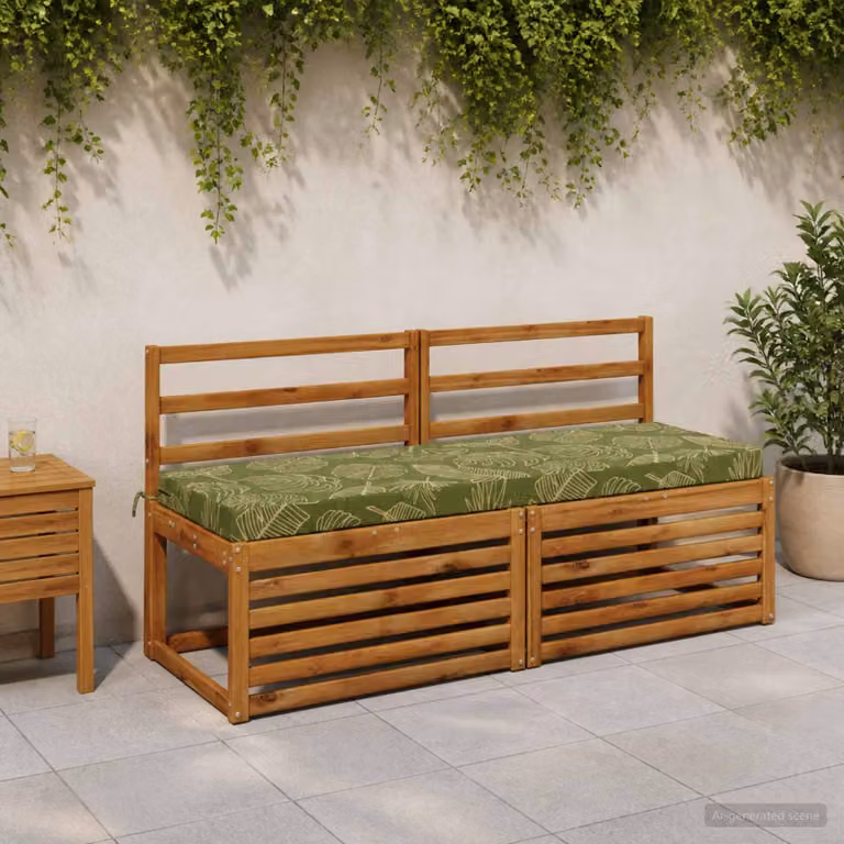 Set di 2 cuscini per panchina vidaXL in poliestere verde, forma rettangolare con imbottitura in schiuma e coperture lavabili
