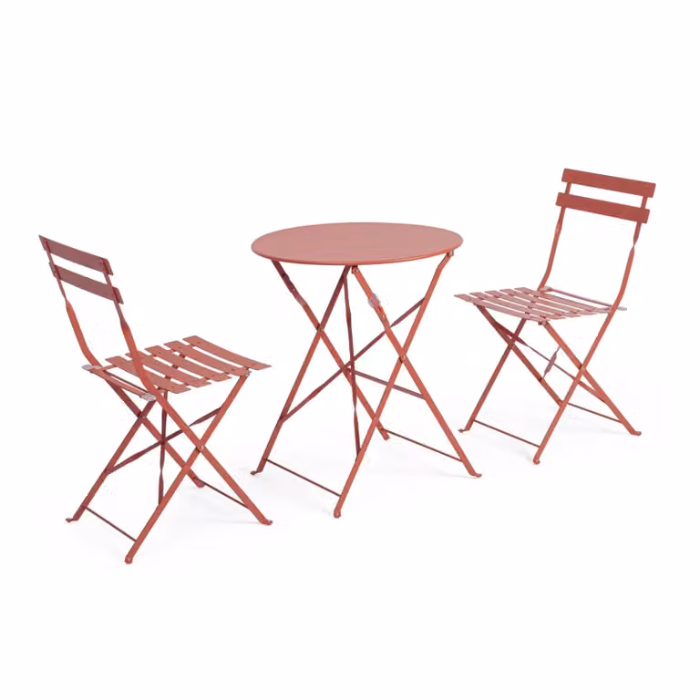 Set bistrot AUSTIN in acciaio terracotta, pieghevole
