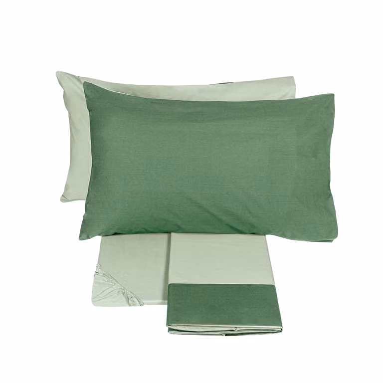 DIALOGO Completo lenzuola - Taglia: 2 piazze,Colore: DIALOGO - GRAY GREEN + MEDIUM GREEN