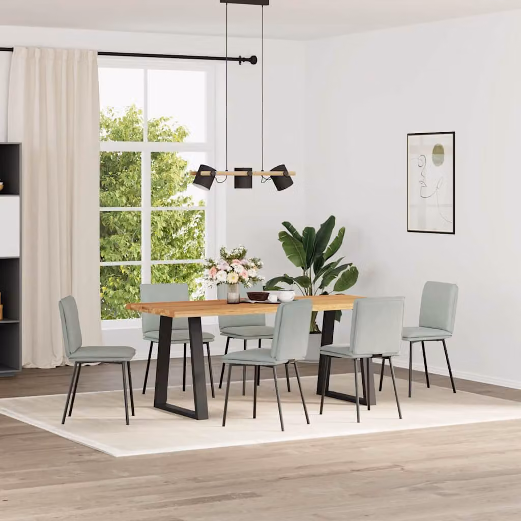 Set di 6 sedie da pranzo vidaXL in velluto grigio chiaro con struttura moderna