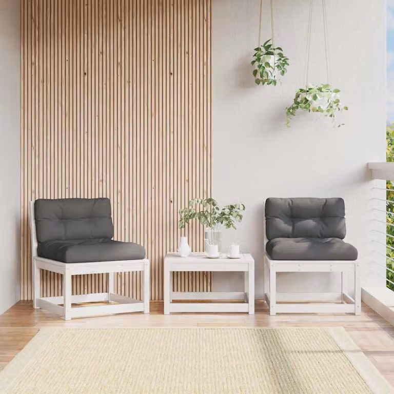 Set di 2 Divani da Giardino vidaXL in Legno Massello di Pino Bianco con Cuscini