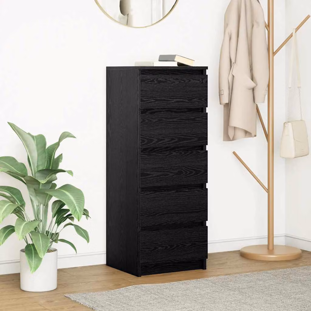 Credenza con cassetti vidaXL in MDF nero opaco L/P/H: 37,5 x 35 x 99 cm
