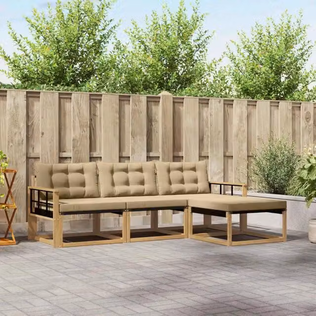 Set di divani da esterno 4 pz Bianco e Beige 3388571