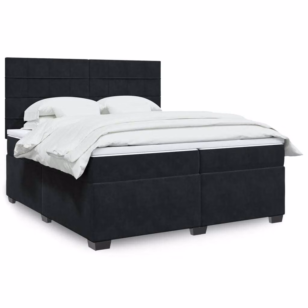 Maison Exclusive - Giroletto a Molle con Materasso Nero 200x200 cm in Velluto