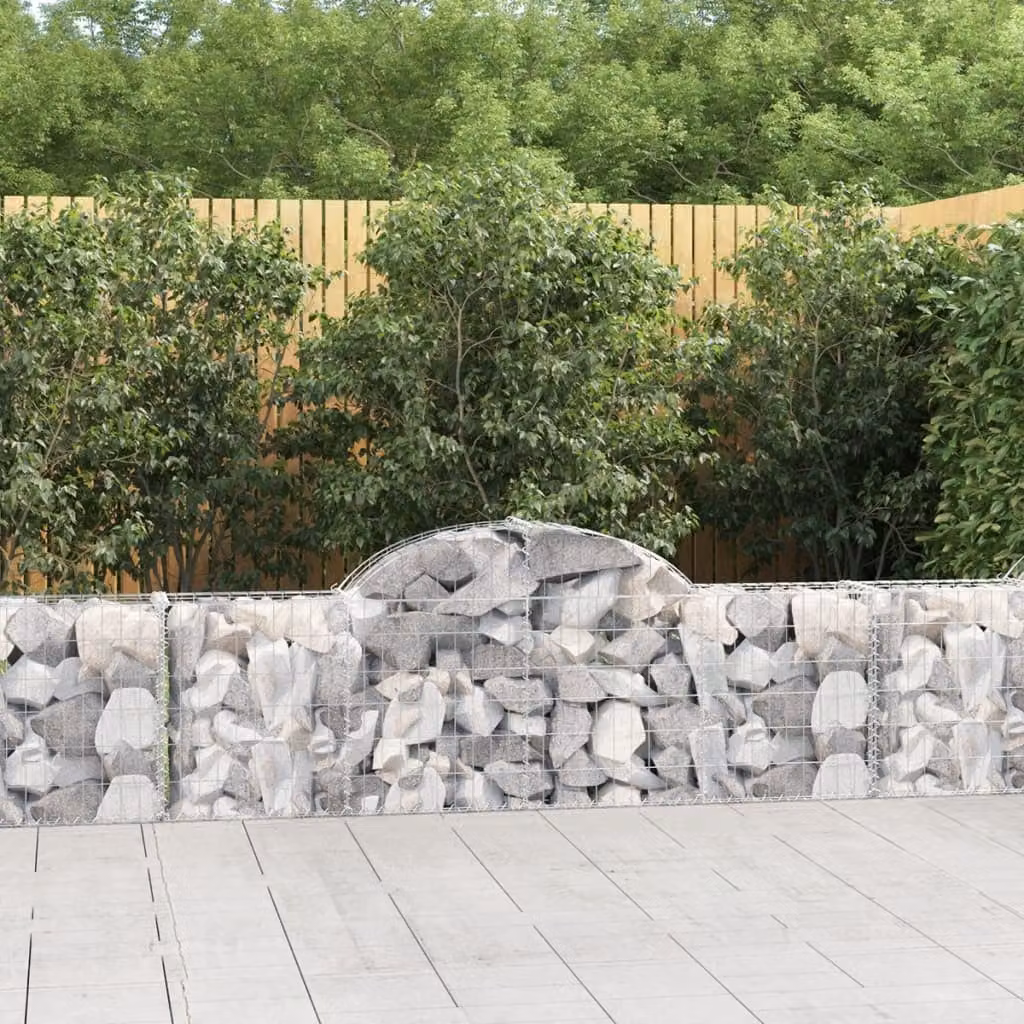 Set di 2 Cesti Gabbioni ad Arco vidaXL in Acciaio Zincato Grigio L: 200 cm, P: 30 cm, H: 60/80 cm