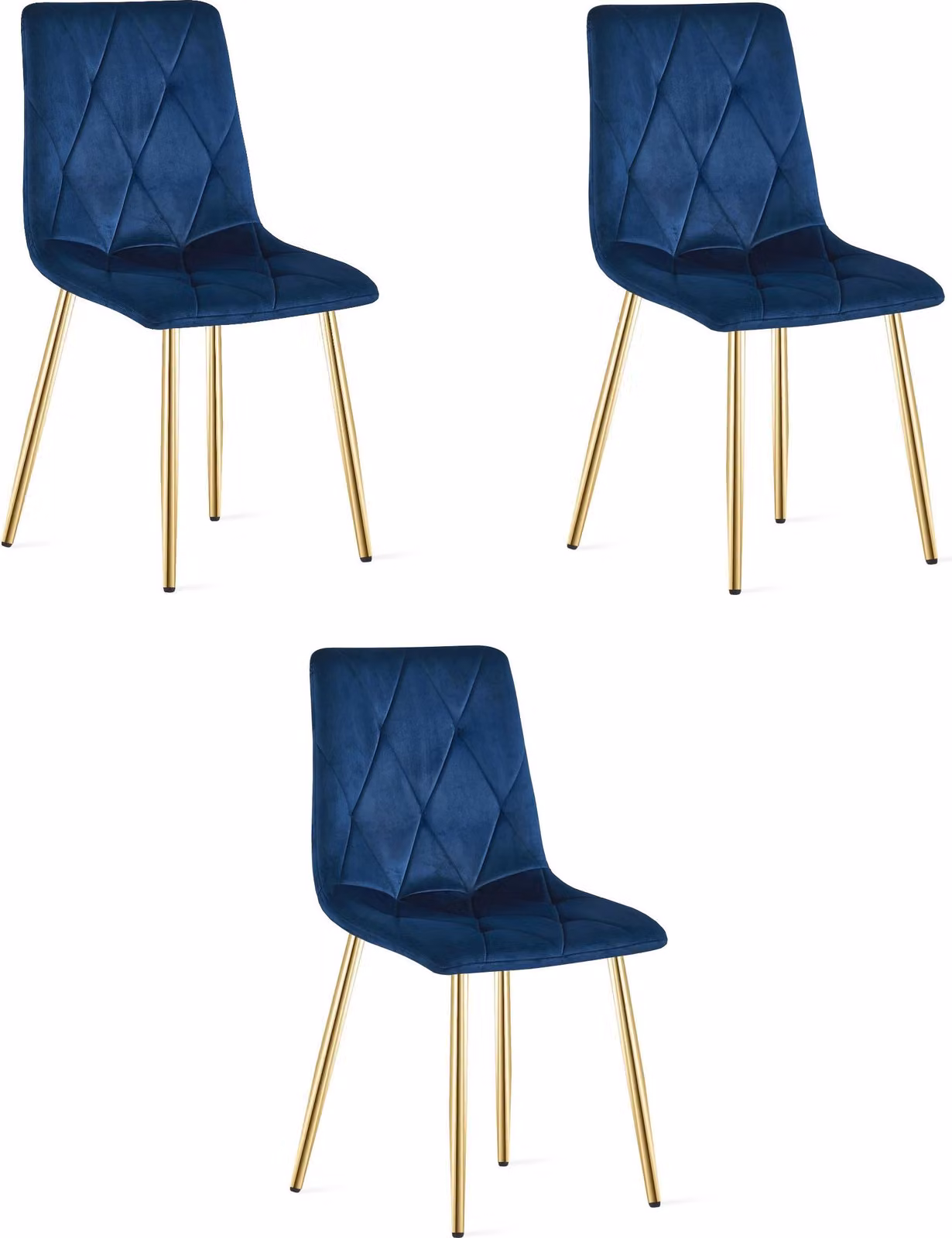 Sedia LIBRA - velluto blu navy / gambe color oro x 3