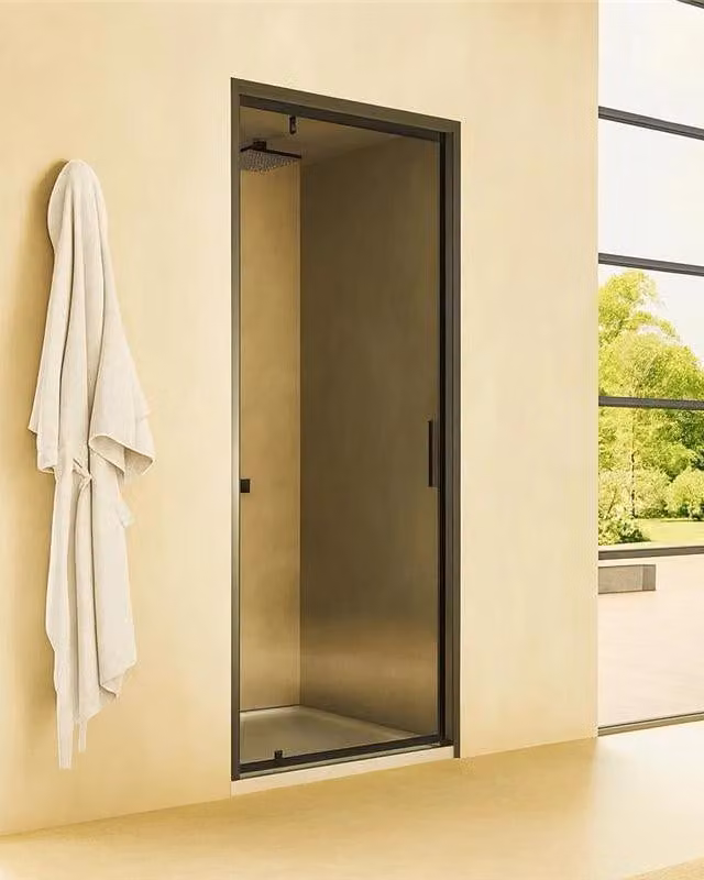 Nicchia doccia 90 cm Rio a pivot vetro 6 mm trasparente H 195 nero