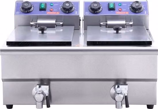 Frittelle elettriche 12x 2L RVS 1500W + 1500W contenitori rimovibili