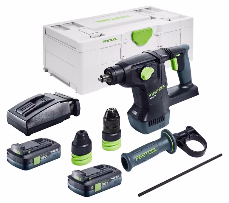 Martello combinato a batteria Festool KHC 18 EB-Basic 18 V 2,6 J SDS-Plus Brushless + 2x batteria 4,0 Ah + caricatore + systainer
