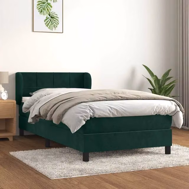 Giroletto a Molle con Materasso-Struttura Letto Verde Scuro 100x200 cm Velluto 821365