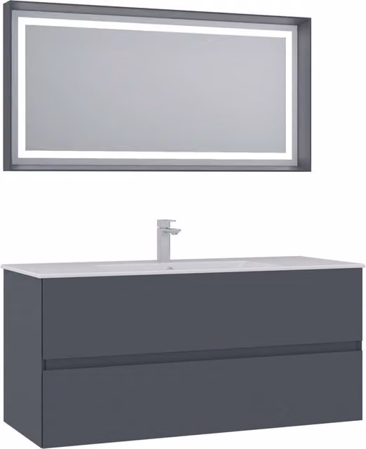 Set mobile lavabo con specchio Hanah Home Nest 121 v2 in antracite opaco L/P/H: 121 x 51 x 55 cm