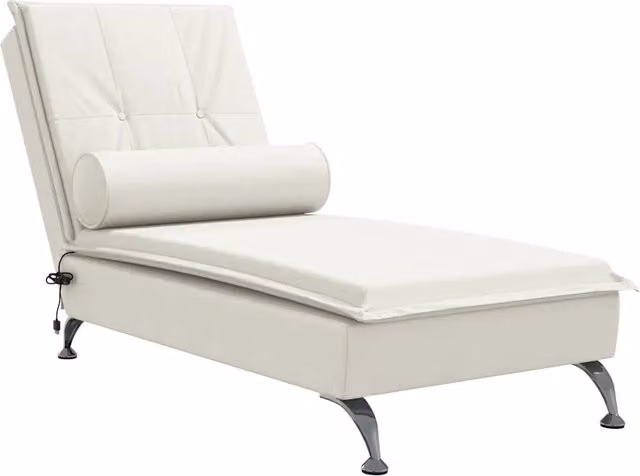 Chaise Longue da Massaggio con Cuscino a Rullo in Velluto Beige CFW8197675
