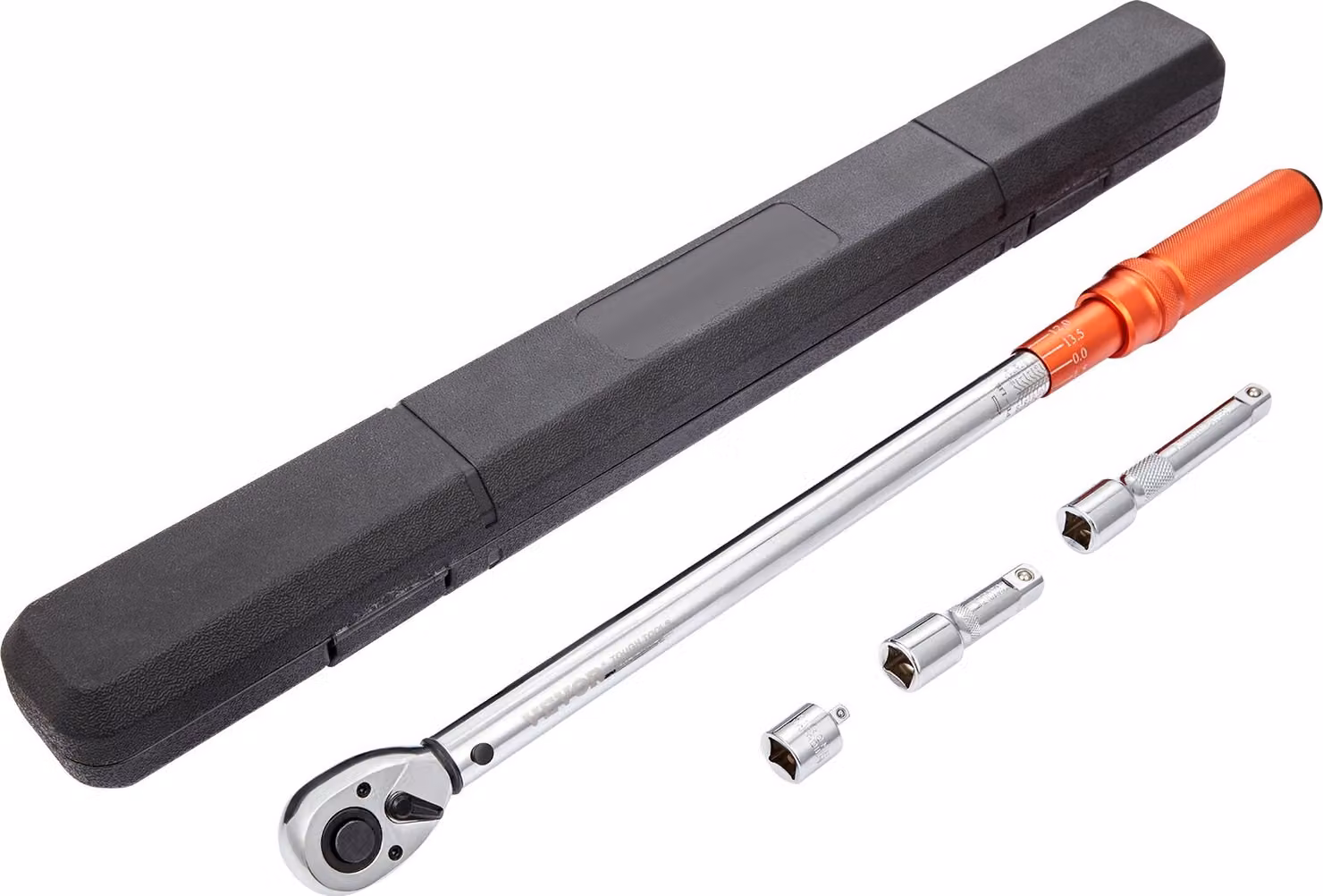 Chiave dinamometrica 1/2", set di chiavi dinamometriche 34-340Nm per bicicletta e moto, precisione di errore ± 3% 2 aste di prolunga 127 e 76,2 mm, adattatore 1/2-1/4", testa a cricchetto 72 denti regolabile