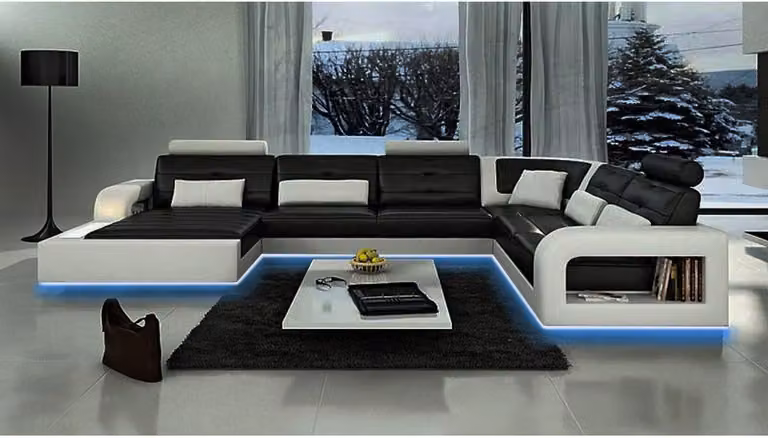SCHLAFSOFA SOFA GARNITUR WOHNLANDSCHAFT ECKCOUCH ECKSOFA LEDERSOFA mit USB
