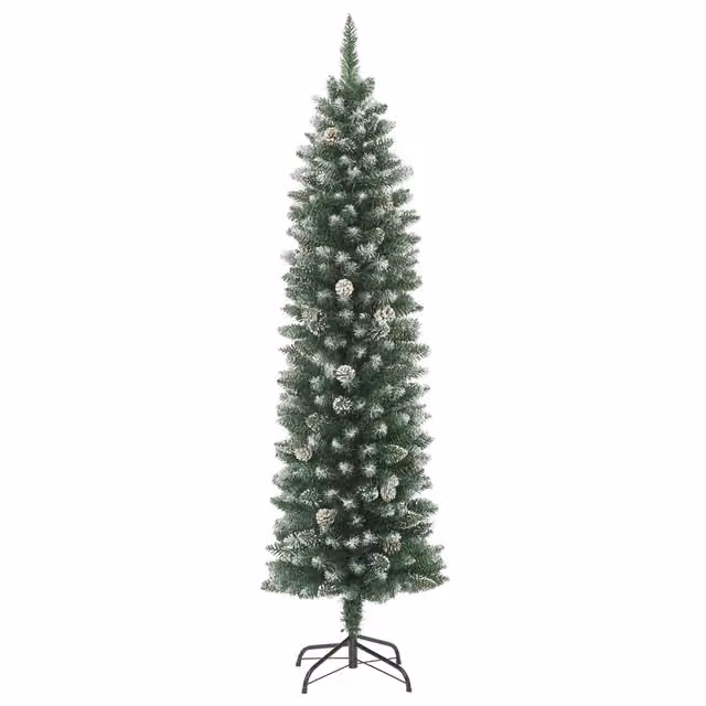 Albero di Natale Artificiale-Albero Natalizio Sottile con Base 240 cm PVC