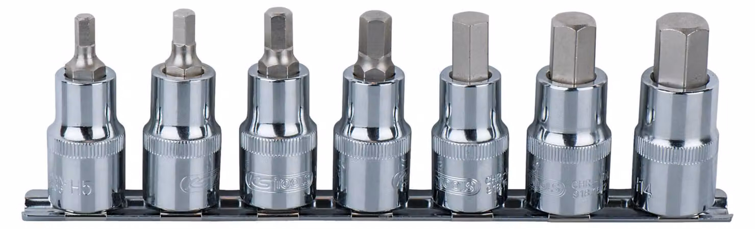 KS TOOLS 1/2" CHROMEplus set di bussole esagonali 7 pezzi 5-14 mm corto - 918.1335
