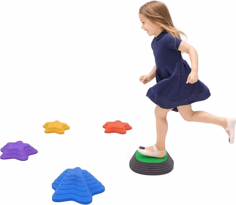Moonbite, set di gioco di equilibrio compatto, 5 pezzi, torri di equilibrio a forma di stella marina con pietra bilanciante, antiscivolo, capacità di carico 80 kg, set di avvio, plastica, multicolore