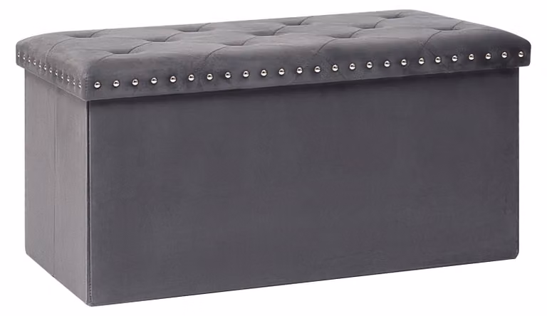 Omgoods - Contenitore pieghevole e pouf in velluto grigio
