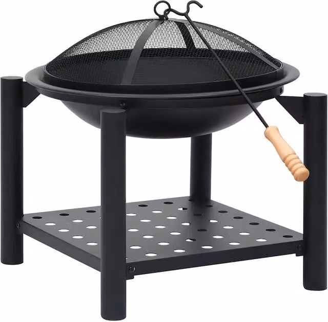 Braciere con attizzatoio DESIGN IN in acciaio nero per legna L/P/H: 54 x 54 x 55 cm