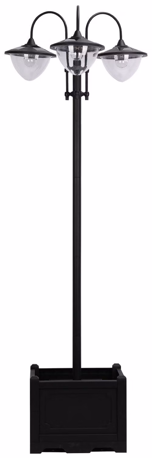 Lampada da giardino a luce solare Lampada a 3 teste con base per vaso di fiori, impermeabile, acciaio inossidabile, 60x55x189 cm