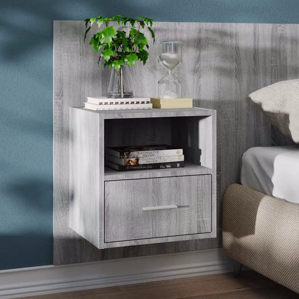 vidaXL Comodino a Muro Moderno Grigio Sonoma