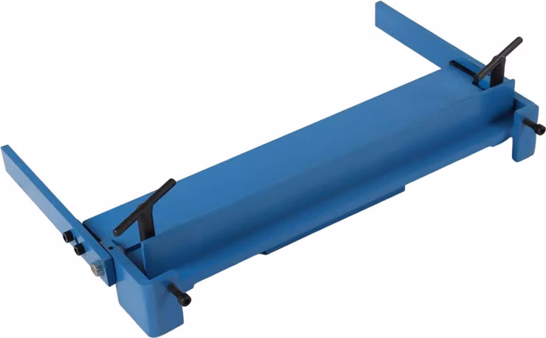 Piegatrice manuale per lamiera - banco pieghevole - montaggio su morsa/tavolo - acciaio ad alto tenore di carbonio - larghezza di lavoro 45 cm - capacità di piegatura 1-1,2 mm - 0-120° - blu