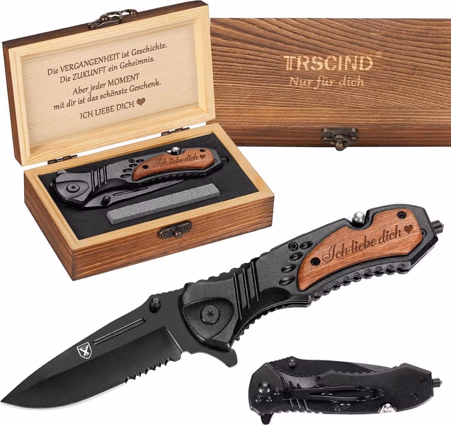 Coltello multifunzione 21-in-1 con incisione "Ti amo", ideale per uomo