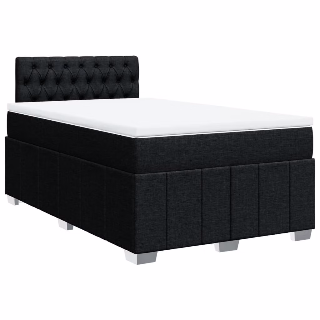 SYFAX™ Giroletto a Molle con Materasso Nero 120x190 cm in Tessuto