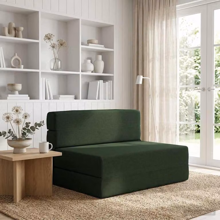 vidaXL Divano Letto Pieghevole Moderno in Tessuto Verde, L: 80 cm, P: 70 cm, H: 60 cm