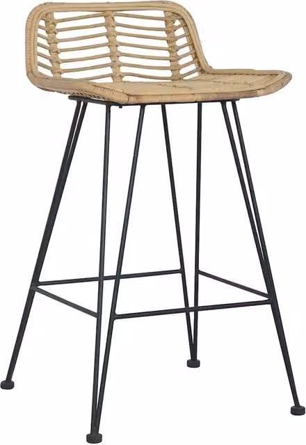 Set di 2 sedie da bar vidaXL in rattan e metallo colore marrone per cucina e soggiorno